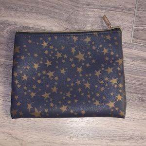 cute small makeup bag w/ stars ;navy blue with gold stars ⭐️